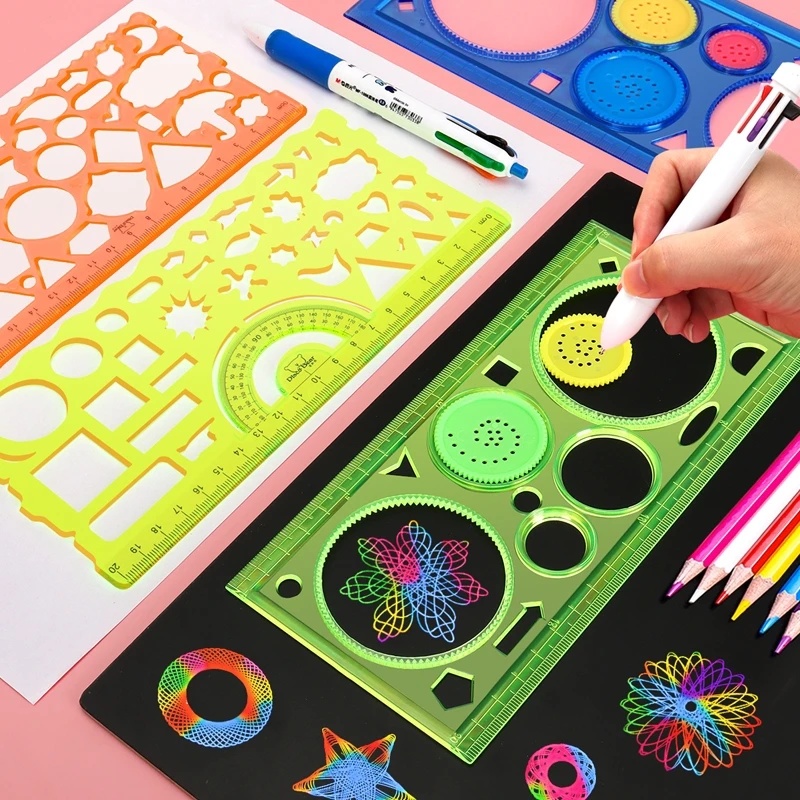 Kids Education Template - Geometri Spirograph Çizim Şablonları Seti Boyama