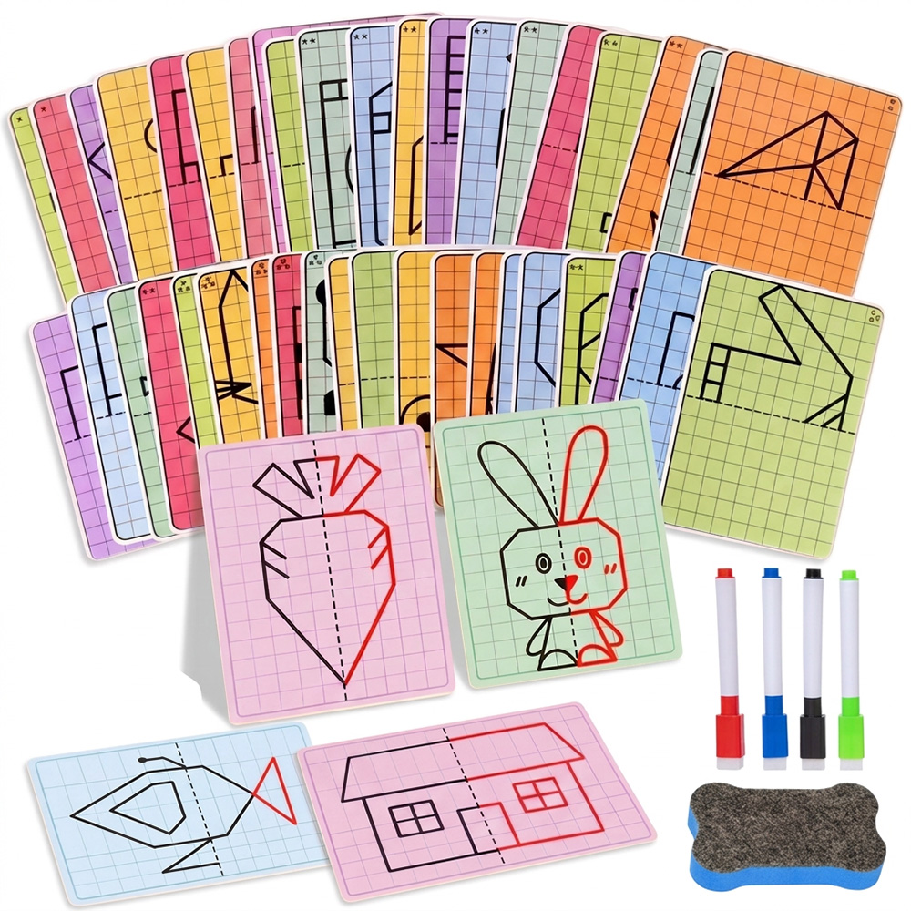 Learning Workbook Preschool - Çocuklar için Kareli Simetrik Boyama Oyuncağı