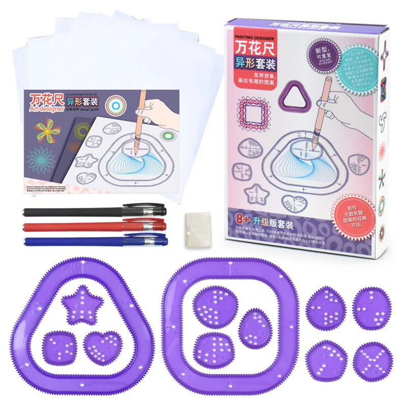 Kids Education Template - Komik Spirograph çizim oyuncak seti birbirine