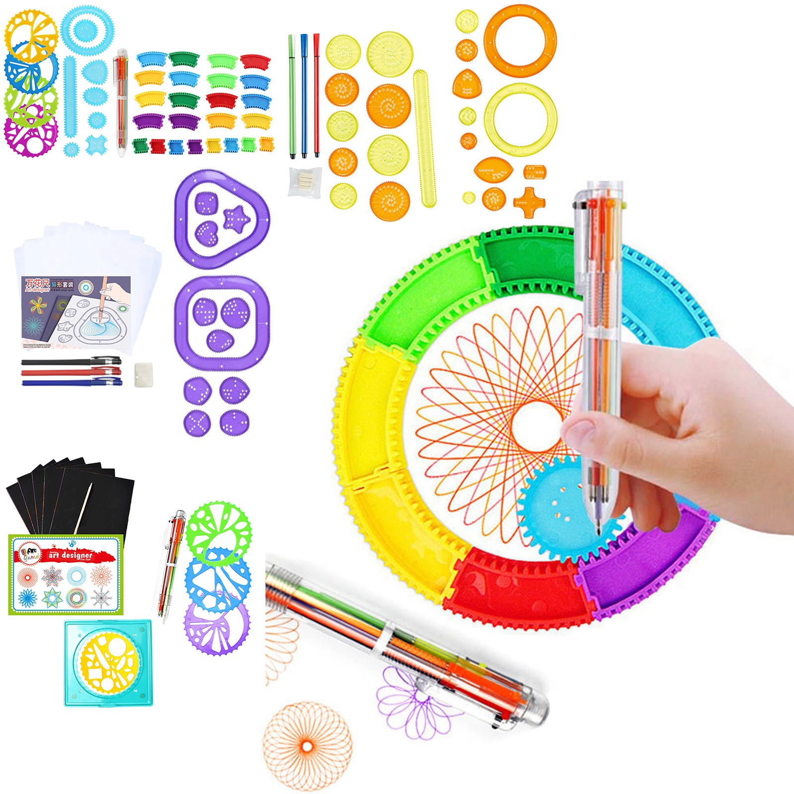 Kids Education Template - Geometri Spirograph Çizim Şablonlar Seti Boyama