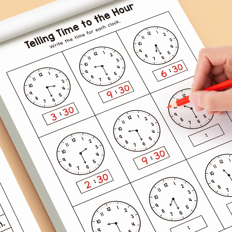 Learning Workbook Preschool - Çocuklara Saati Anlatma Pratiği Çalışma Kitabı,